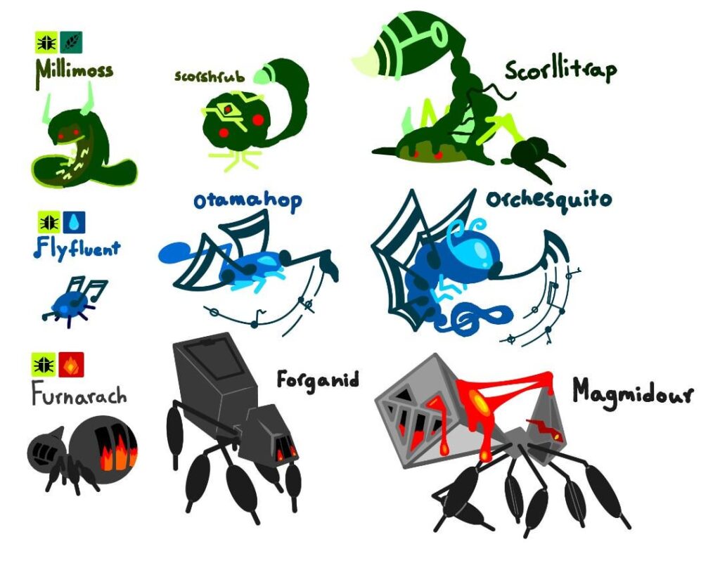 Here’s some starters i did a few months ago before i found this Reddit! Comments? (And yes they’re all bug type)