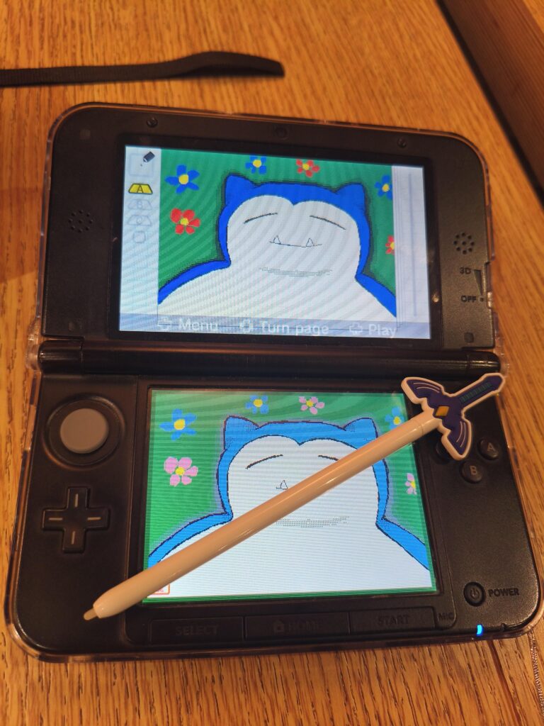 Snorlax on the Flipnote 3D