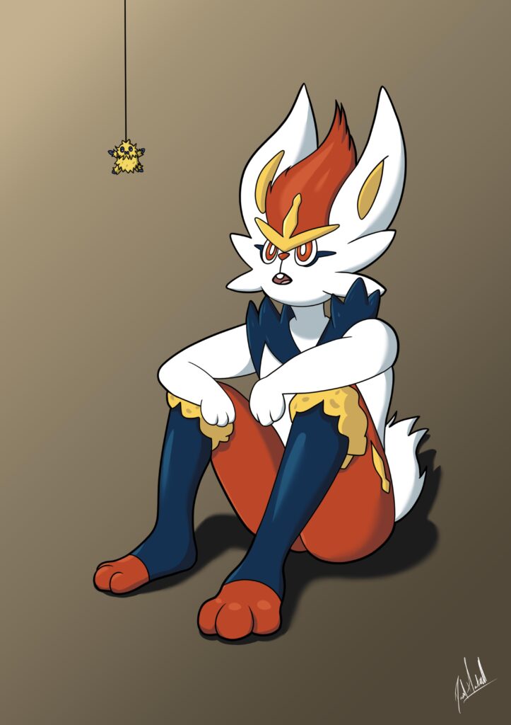 (Art by Me) Cinderace and Joltik