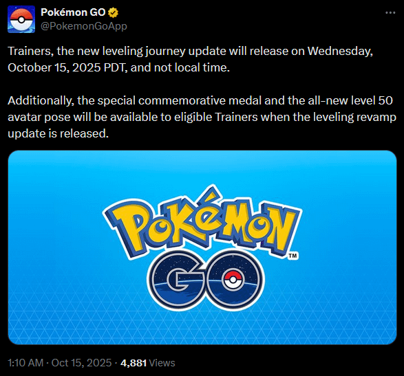Tweet about the level update