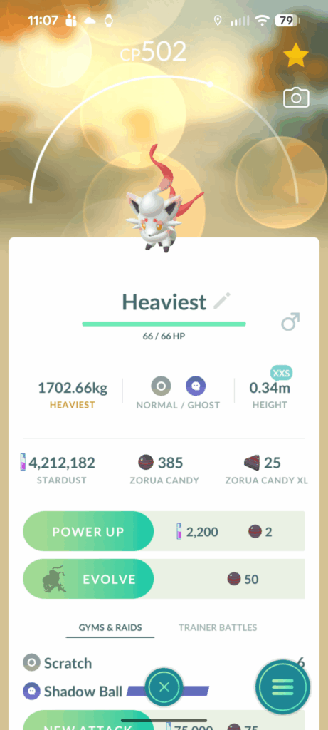Pretty sure my Zorua swallowed a neutron star