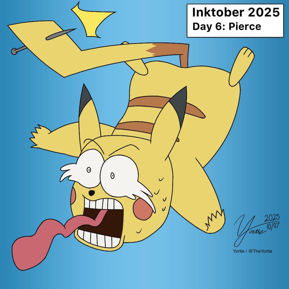 I drew Pikachu in pain (comically)