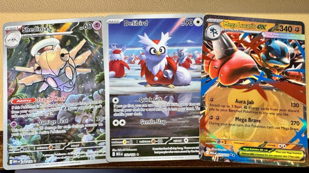 Hit on 3/4 Mega Evolution packs I got from a Walmart restock today. Love that Delibird!