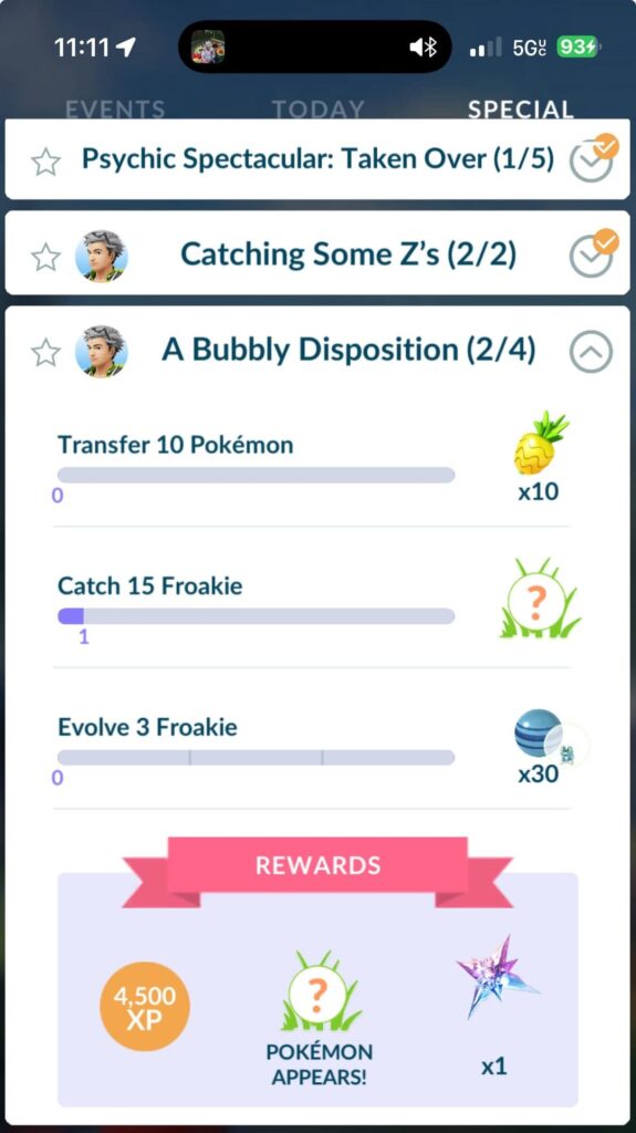 CD Paid Research for Froakie rewards Costume Froakie