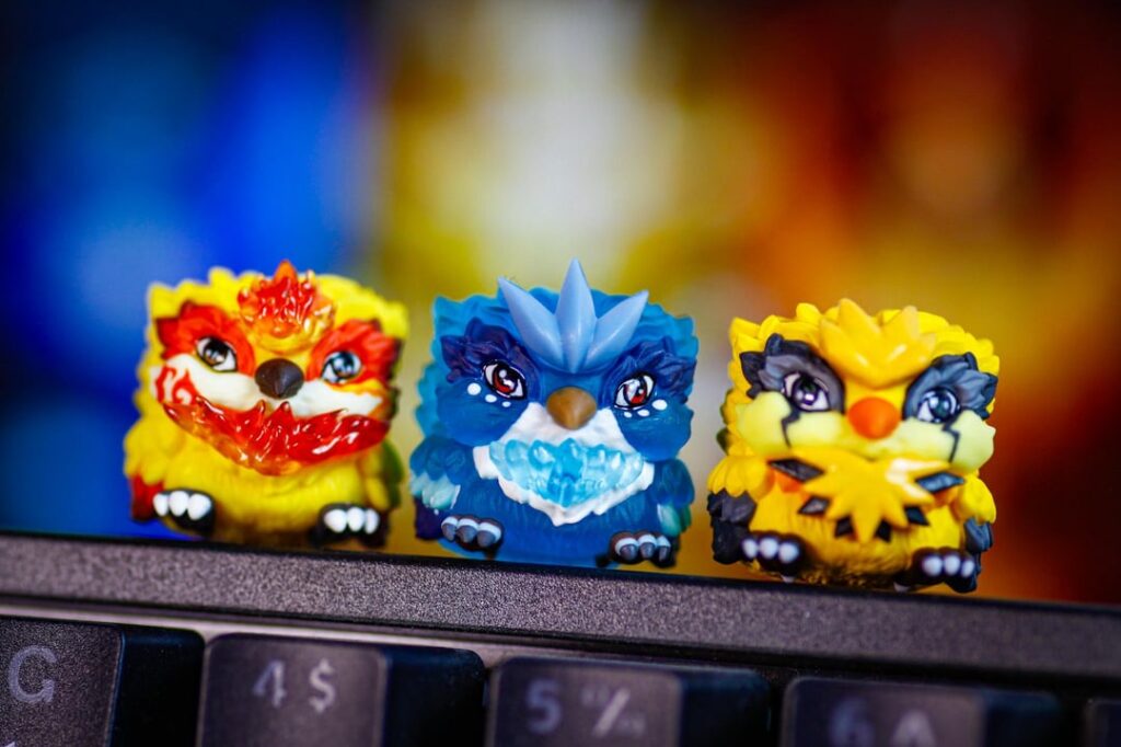 [OC] I finished the legendary trio keycap set ⚡🔥❄️