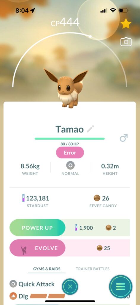Eevee trick error