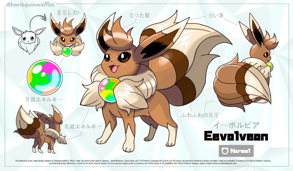 Eevolveon - Normal Type Eeveelution Design Concept by hwaffuru