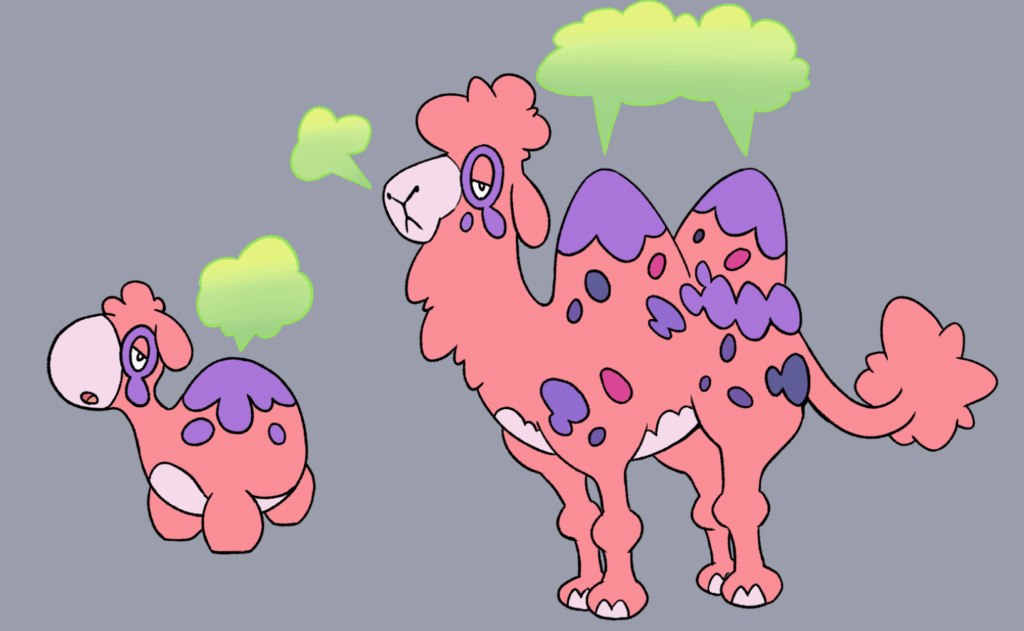 Poison/Fire Regional variant of Numel and its unique evolution, Fumerupt