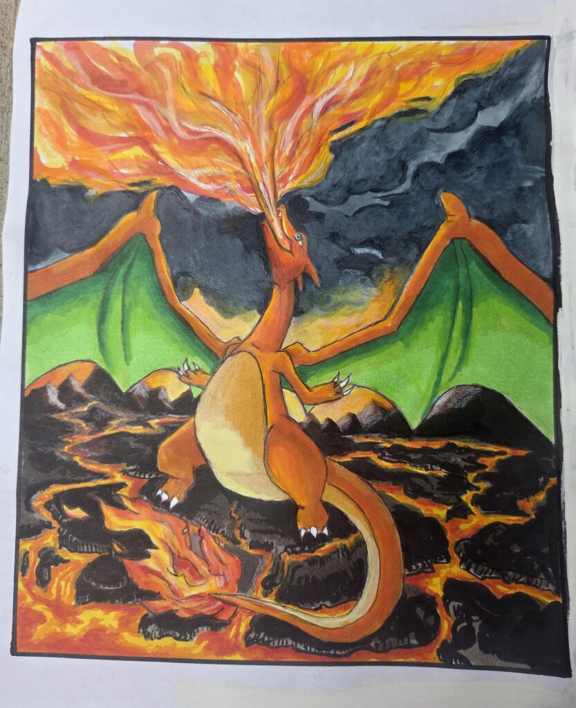 [OC] "Charizard" Done with Copic Markers and Colored Pencils