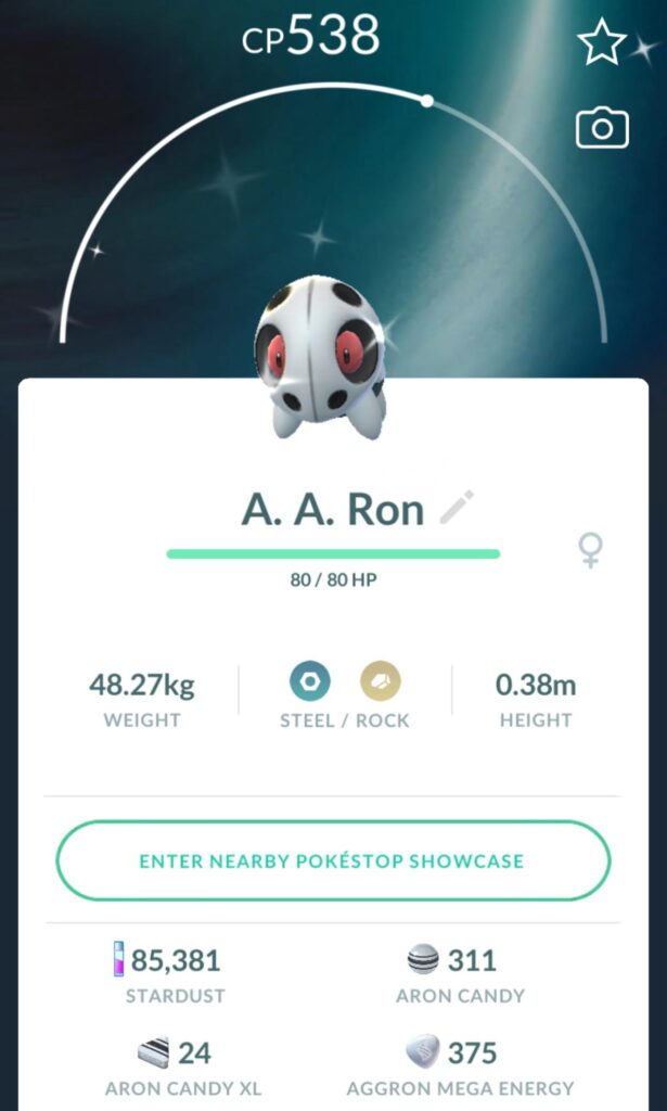 My first ever Aron shiny