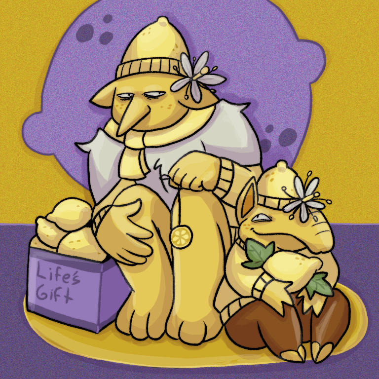 [OC] Drew a hypno and a drowzee themed after lemons