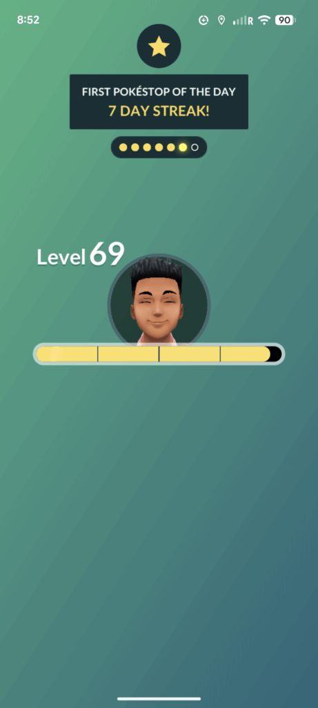 Getting a 7-day streak now shows your EXP bar filling up and your character smiling