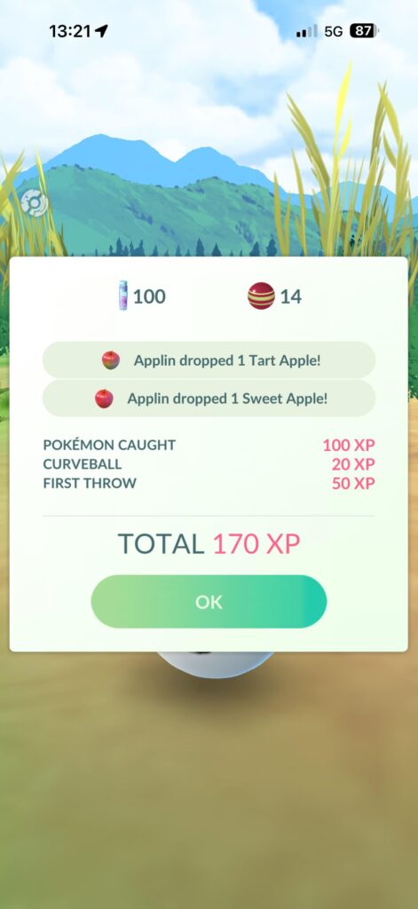 Got 2 apple from caught Applin.