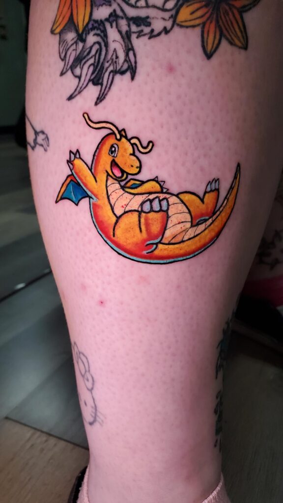 Dragonite tattoo I did yesterday 🥰🥰 only for $151 lol