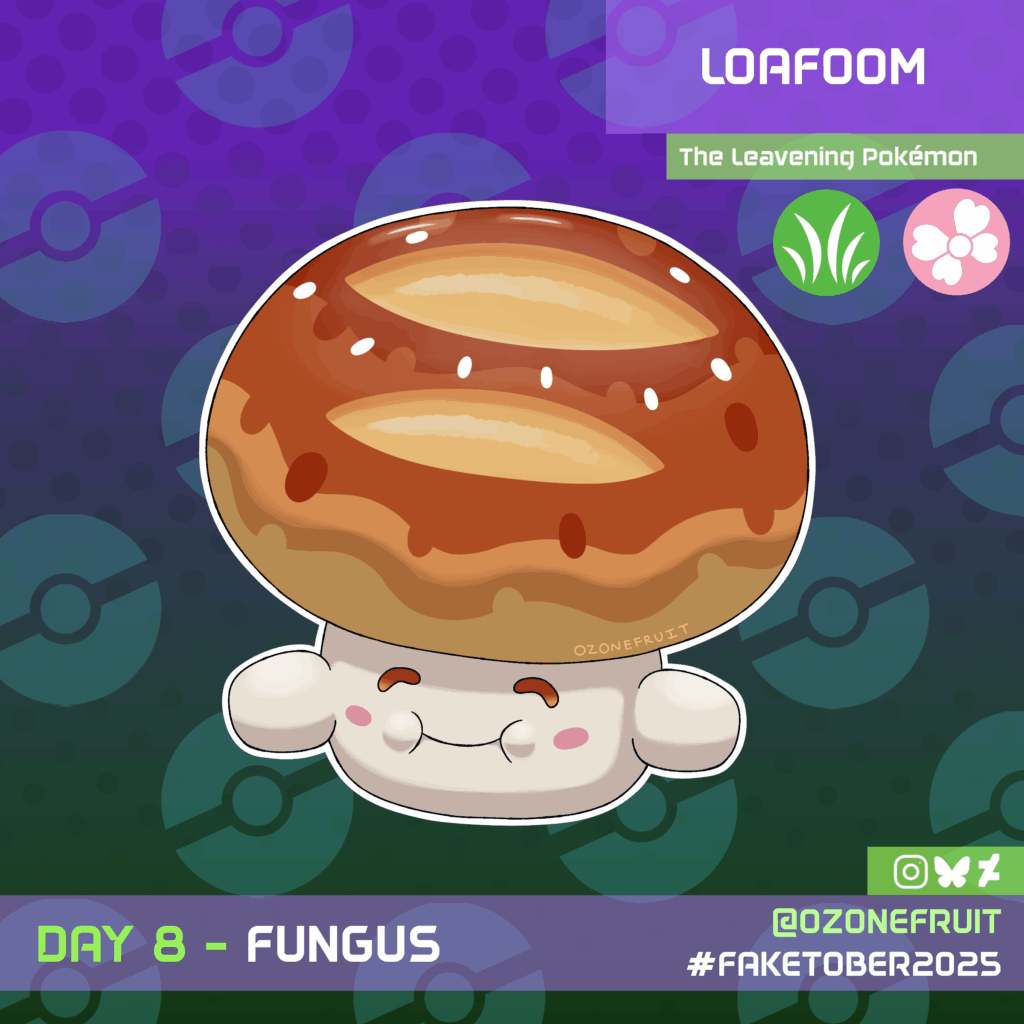 Bread Mushroom Pokemon, Loafoom - Faketober 2025 Challenge