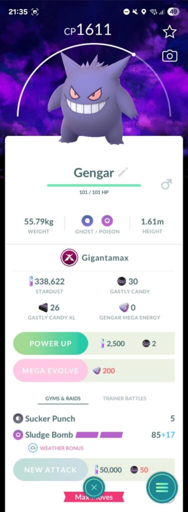 bit disappointing shiny gengar hardly looks different.