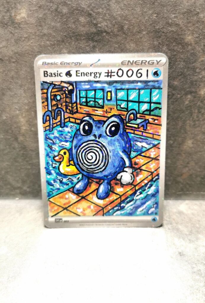 #061 poliwhirl completed for my 151art collection. Custom 1 of 1 hand-painted Poliwhirl just chilling at the swimming pool with his rubber ducky 🦆✨