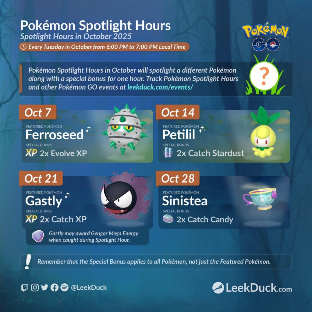 October Spotlight Hours (LeekDuck)