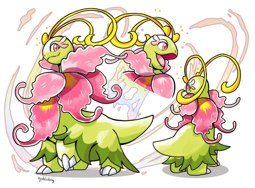 I wanted to redesign some megas that I wasn’t a fan of, here have my beloved Mega Meganium! 🌺🌱
