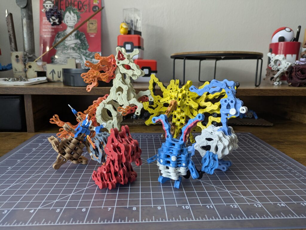 I make Pokemon out of Bike Chains, this was my final team for an Art-Locke I just finished! (OC)