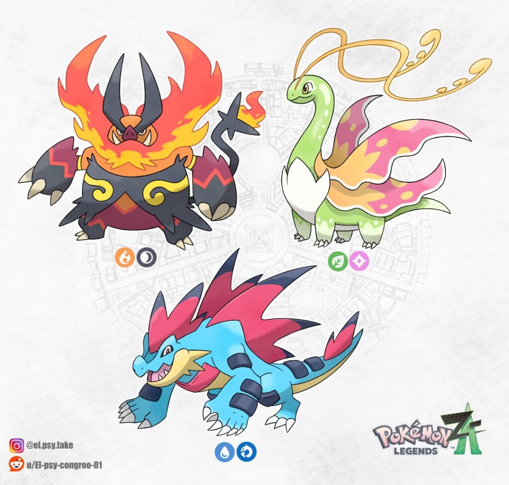 Mega Meganium, Emboar, Feraligatr (Legends Z-A) [OC]
