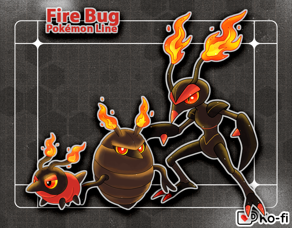 Bug/Fire Fakemon - Fire Beetle Pokémon Line -@nikairegion