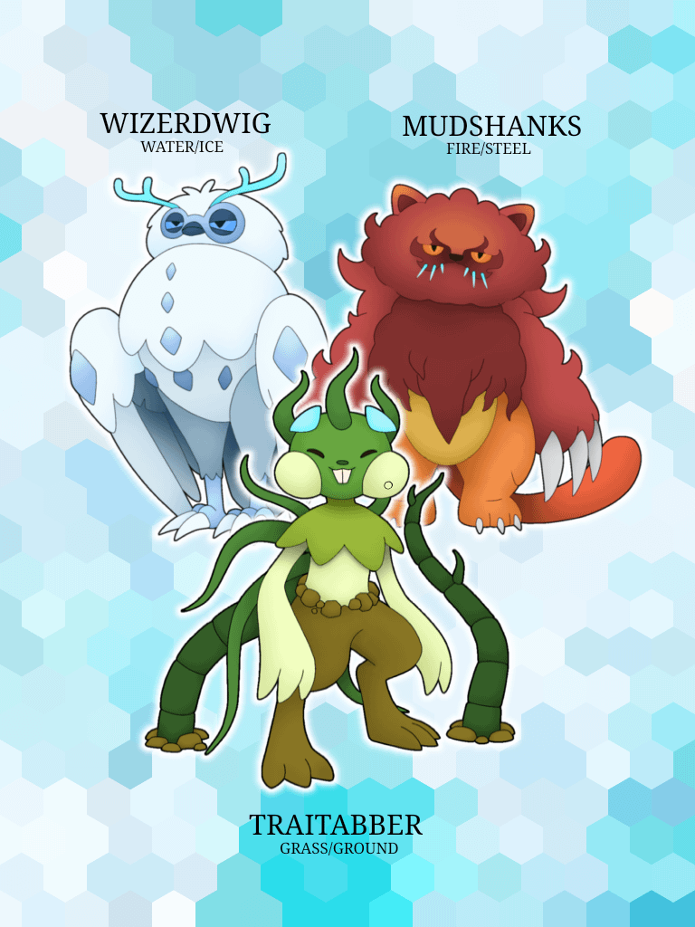 These were my starter trio had I continued my Harry Potter-inspired region