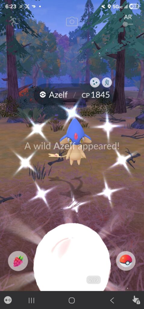 Shiny wild Azelf during this week's raid hour
