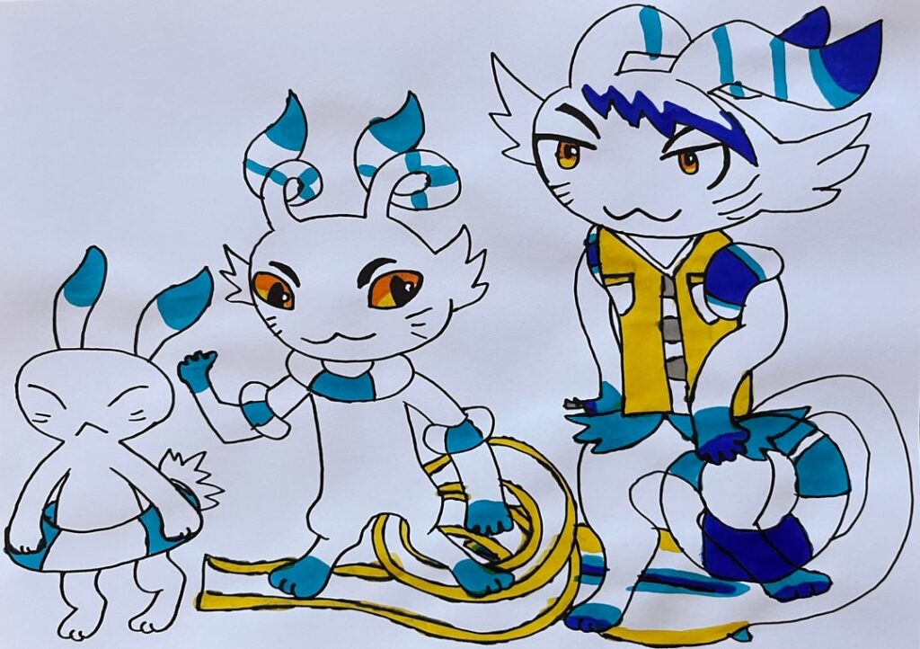 Warrabit beta Pokemon line by my younger sister