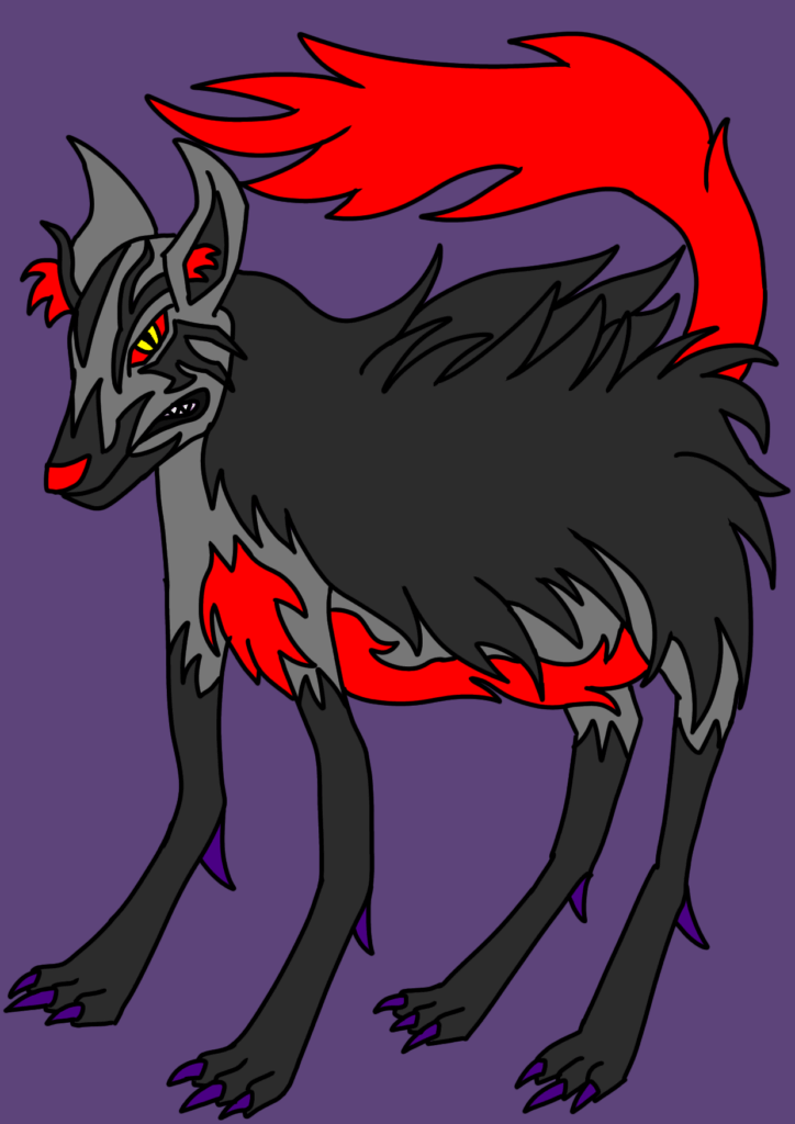 My take on Mightyena evo, Valoryena, based on maned wolf. BST 520, not sure how to distribute it. I also don't know if it should be only dark or something else