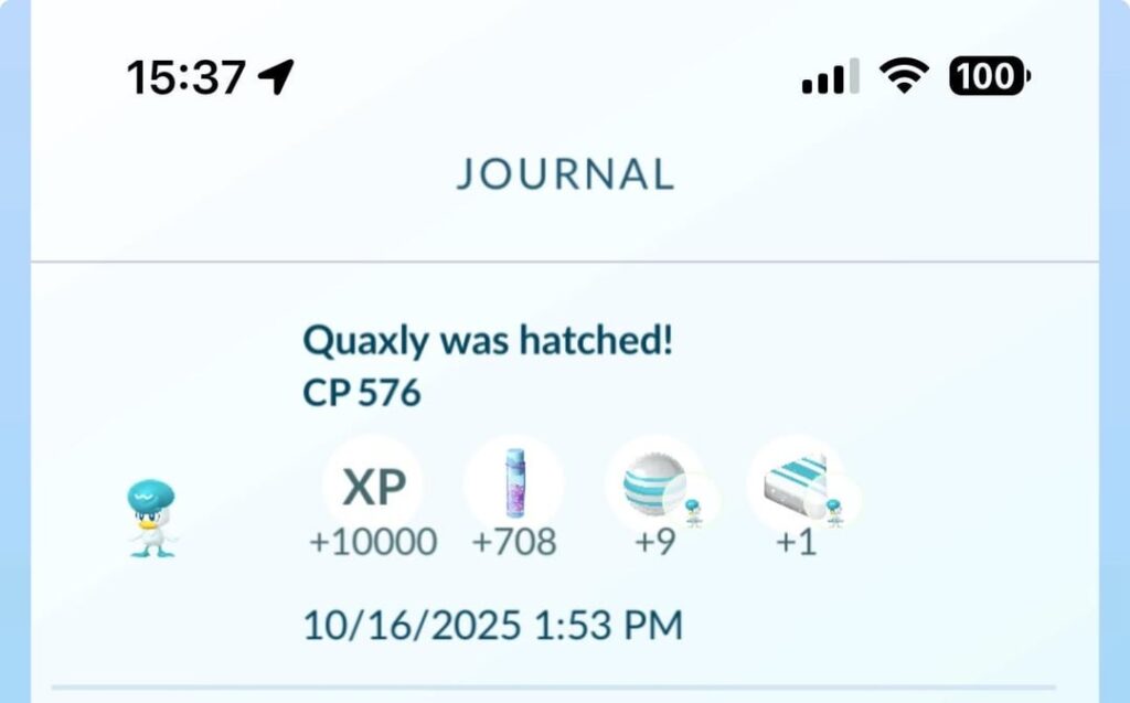 Hatching DA egg doesn't count towards go pass points