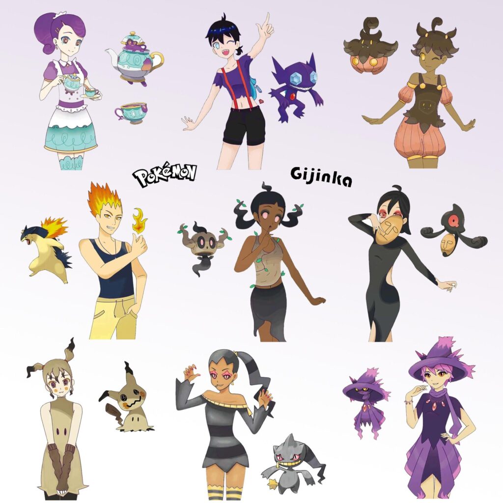 I made some pokemon designs as humans ^^