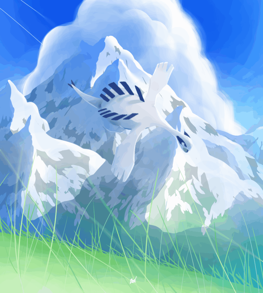 I drew Lugia flying (sorry this was pretty rushed)
