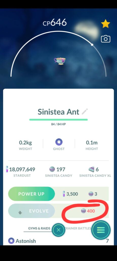 Antique Sinistea showing as sillouet in nearby?