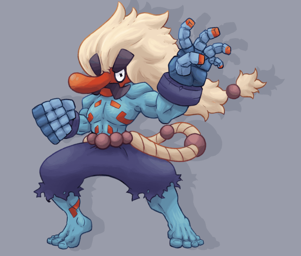Legendary fighting type Pokemon based on Tengu