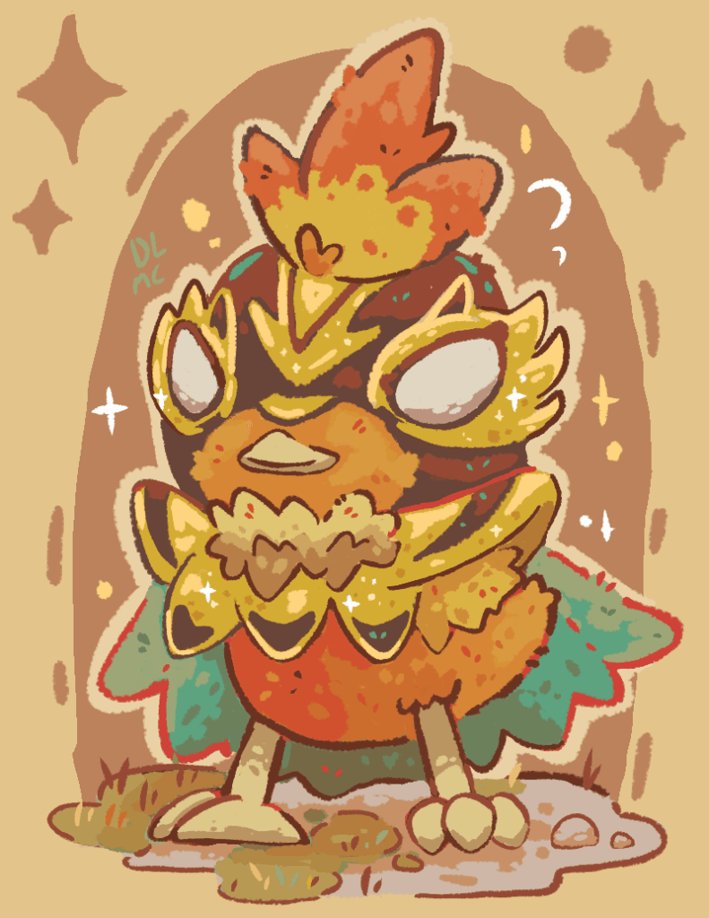 Torchic dressed as Mega Hawlucha [OC]