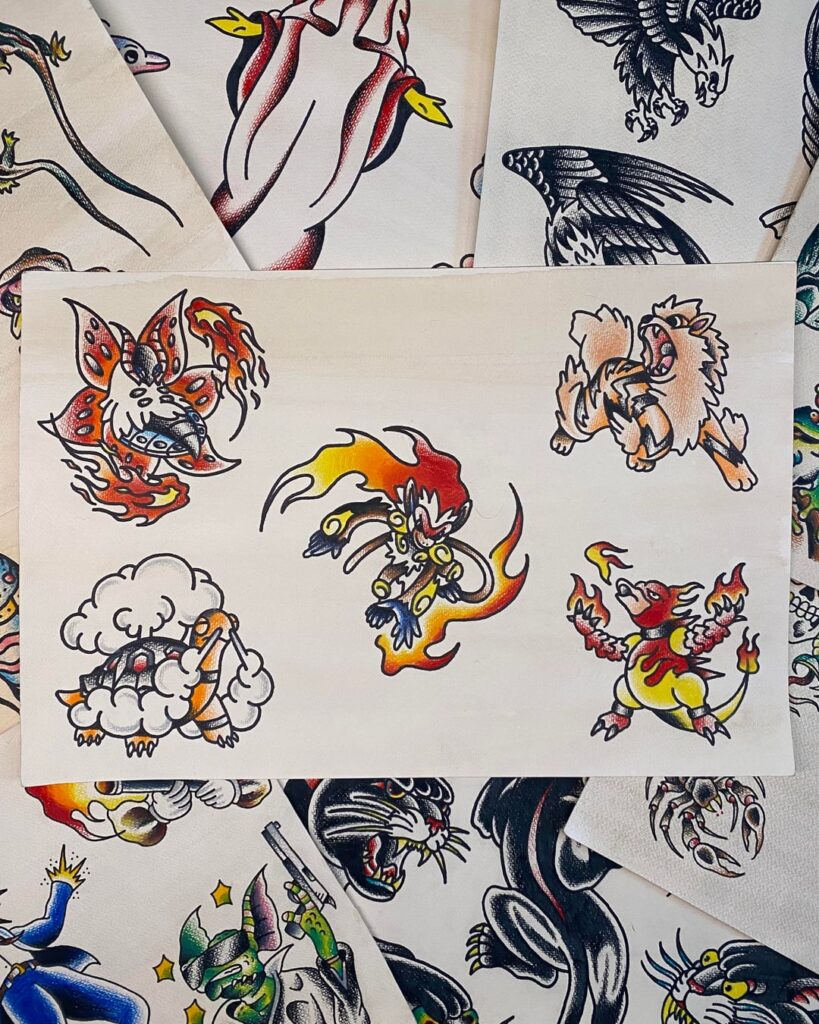 Traditional Tattoo Style Fire Types 🔥