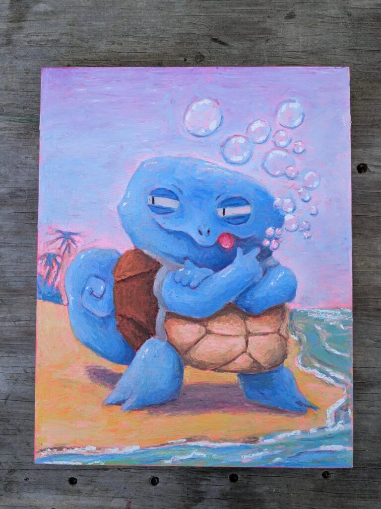 (OC) I'm an oil pastel artist on a quest to illustrate the Kanto Pokedex. Here's Squirtle!