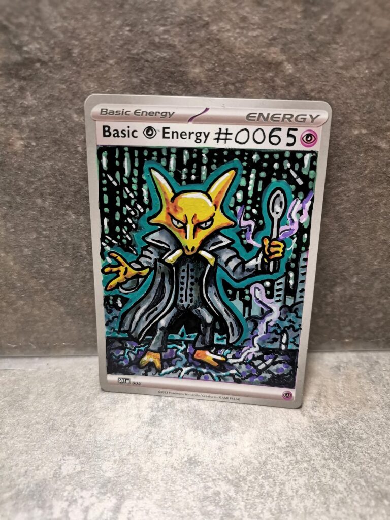 My ideas are getting out of hand now… 😂😂 Here’s Alakazam straight out of the Matrix, trench coat, spoons and all! Can’t help but keep pushing these cards into wild new themes — Pokémon meets movies, games, and anything else my brain throws at me. Another one for the 151 art collection ✅✨(oc)