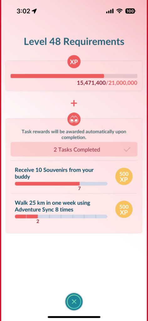 so the level 48 level up task is back to 8 weeks from 2 weeks