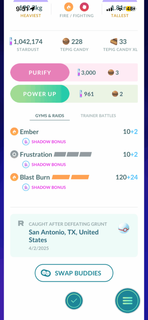 Reminder: Shadow ZA starters with Frustration can get their elite moves via normal Charged TM during this event