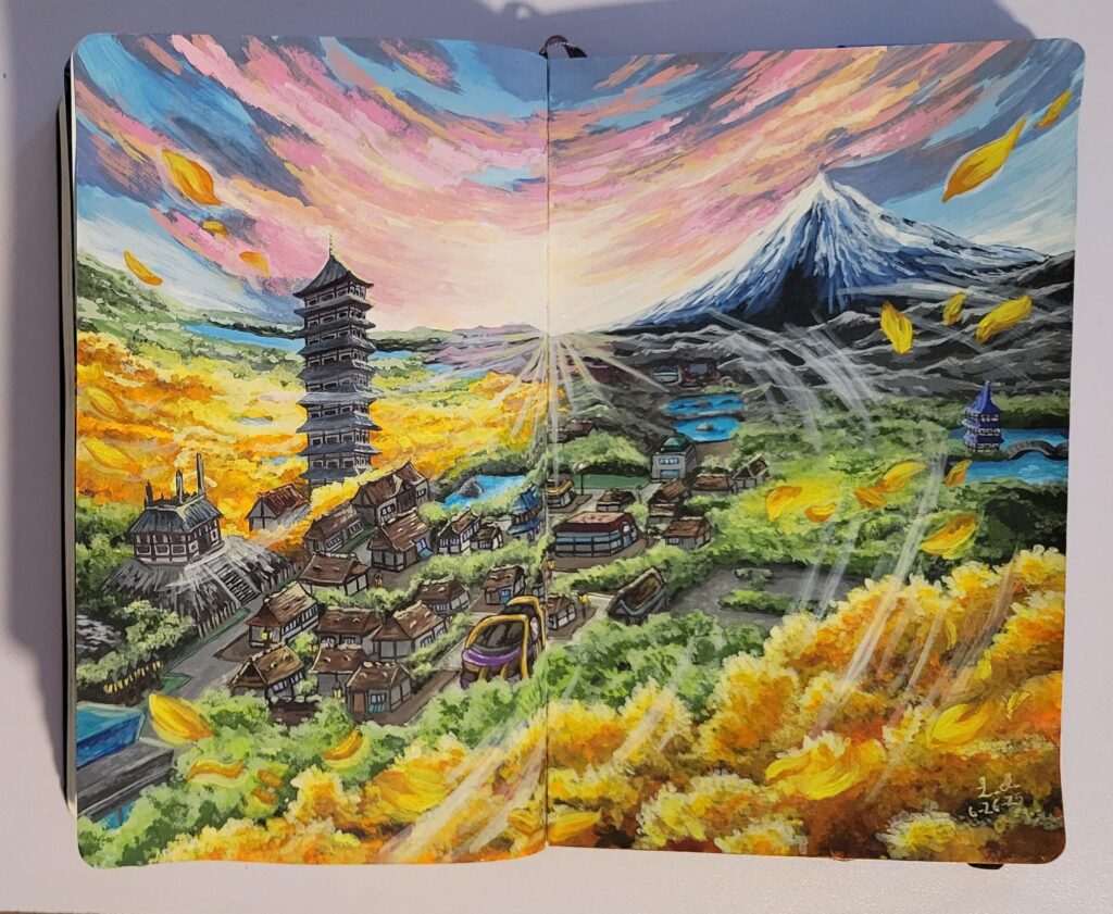 Attempted to recreate the official Ecruteak art with gouache [OC]