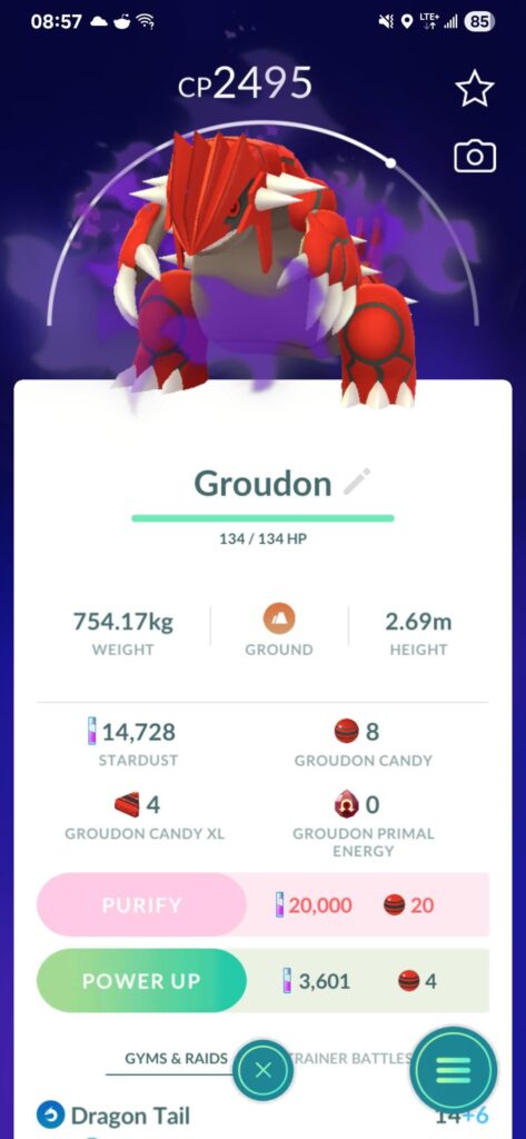 Why can't I primal my shadow Groudon?