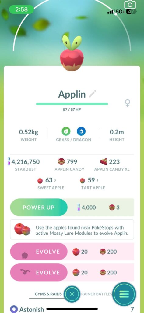 Applin missing evolution