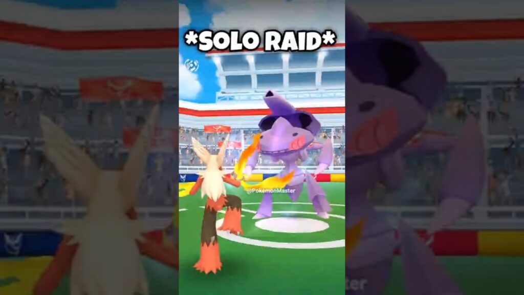 *Solo Genesect Raid with Mega Blaziken in Pokemon GO.