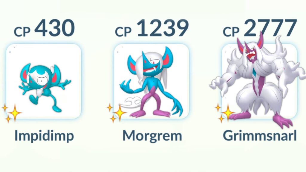 using Shiny (Impidimp, Morgrem, Grimmsnarl) family in Pokemon GO.