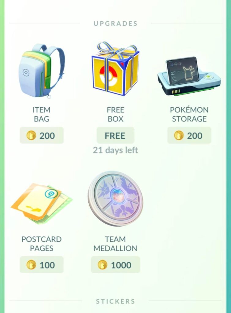 Free +200 item bag spaces in the shop