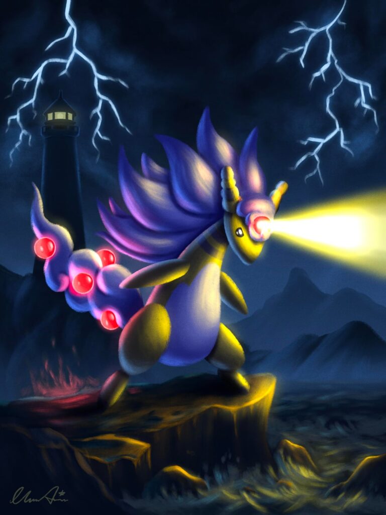 [OC] I drew Mega Ampharos!!