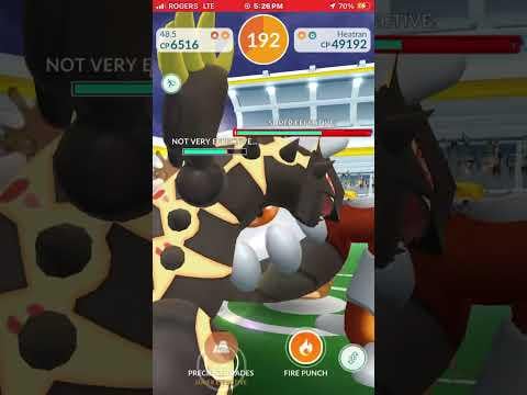 Heatran solo (with sword boost, no weather boost), fire spin/iron head