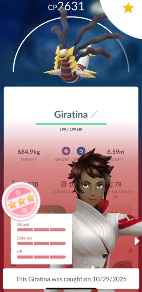 Why doesn’t it show where I caught this Giratina?